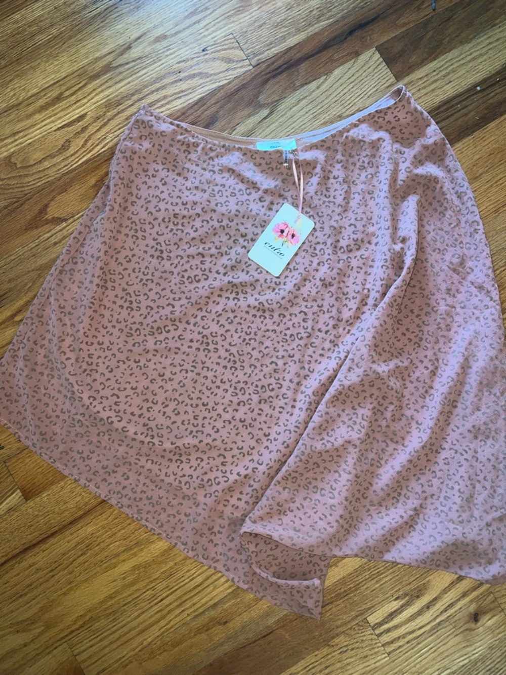 Entro NEW Mauve Pink Leopard Print one sleeve top size S